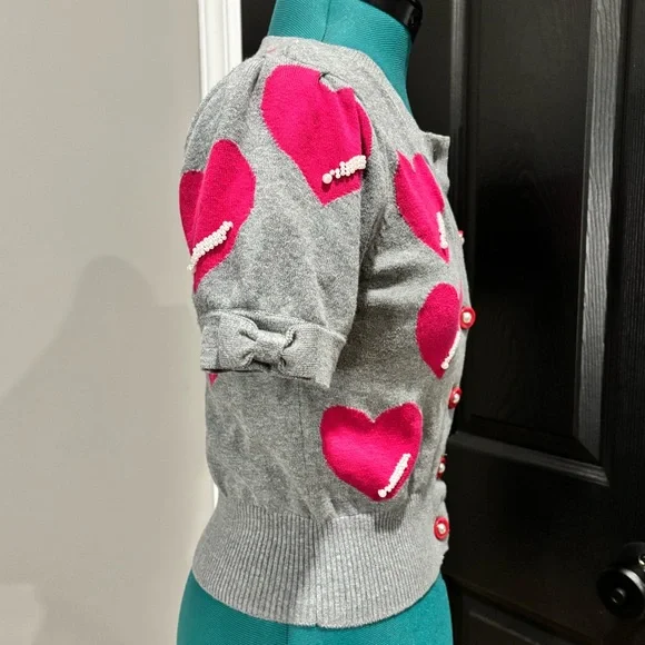 Forever21 Twist hearts and pearls cardigan - Picture 7 of 13